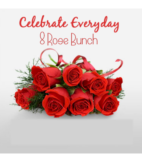 8 Roses Bunch - Celebration