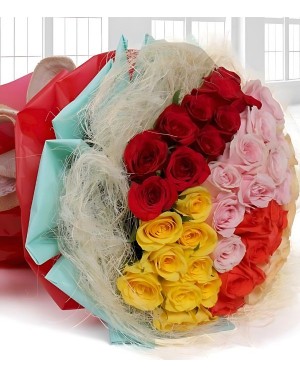 50 Mix Fresh cut Color Roses Bunch 