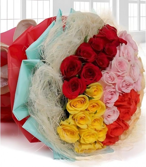 50 Mix Fresh cut Color Roses Bunch 