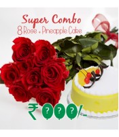 8 Roses + Pineapple Combo
