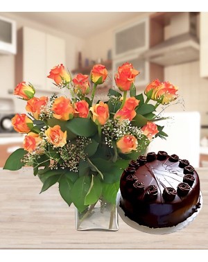 Happy Moments Roses & Cake