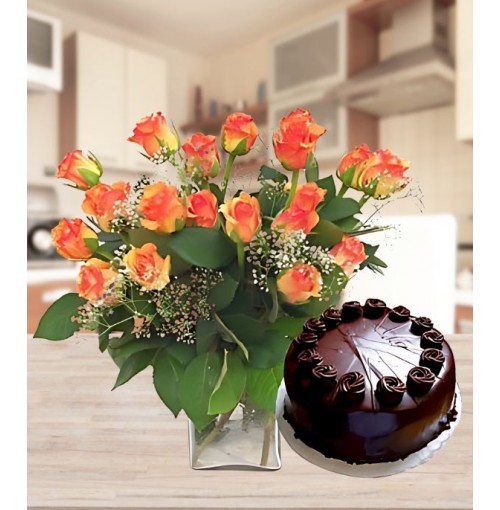 Happy Moments Roses & Cake