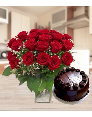 Happy Moments Roses & Cake