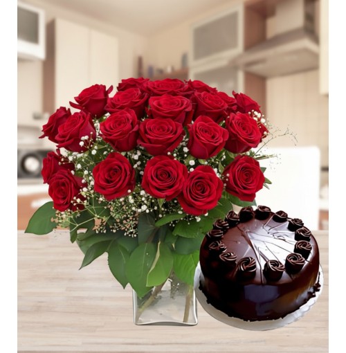 Happy Moments Roses & Cake