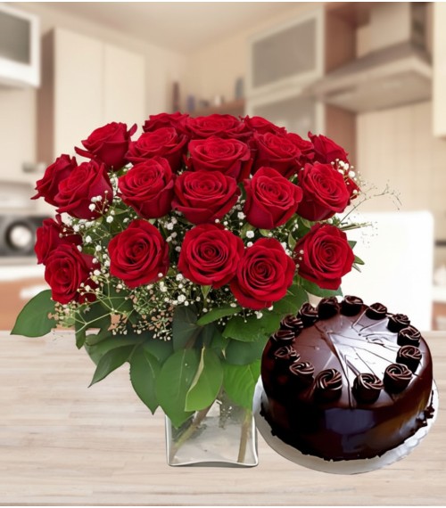 Happy Moments Roses & Cake