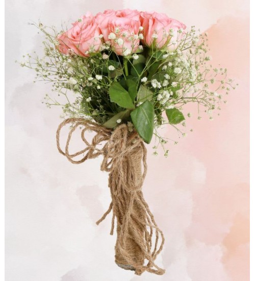 20 Charming Pink Roses Flower Bunch