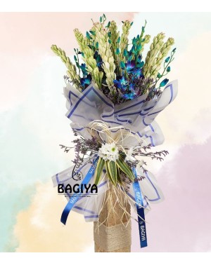 10 Tube Roses & 8 Blue Orchids Bunch