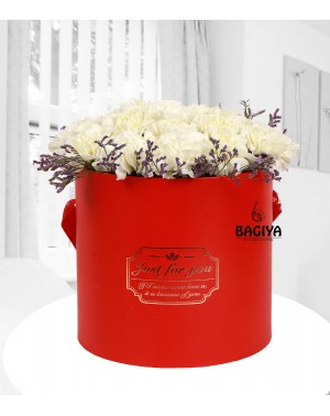 Red and White Box Bouquet