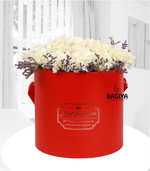 Red and White Box Bouquet