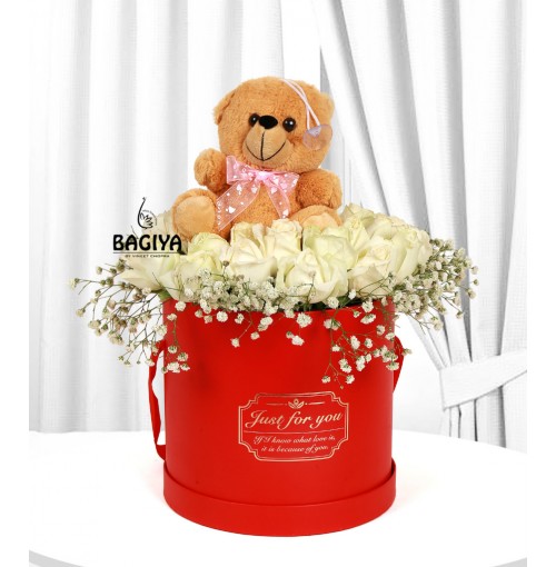 Box Bouquet Of White Roses