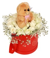 Box Bouquet Of White Roses