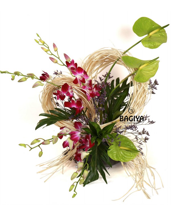Anthuriums and Orchids flower bouquet arrangement for Jaipur delivery