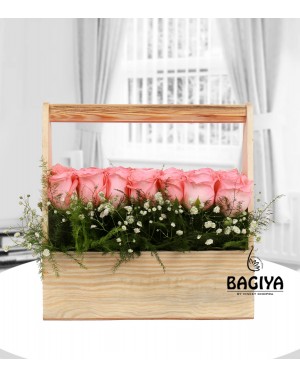 Pink Rose Handle Basket