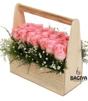 Pink Rose Handle Basket