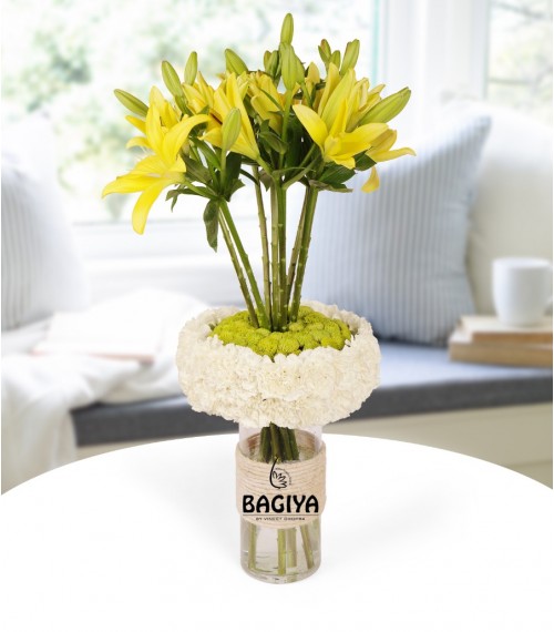 Yellow Lillies in a Vase