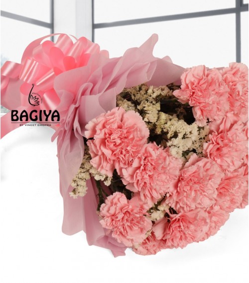 15 Baby Pink Carnations Bunch