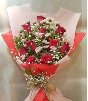 Ten Red Roses with Pink Filler Bunch