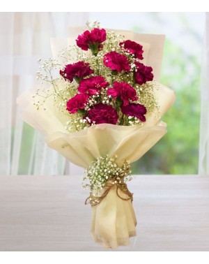Ten Carnations Flowers Bunch