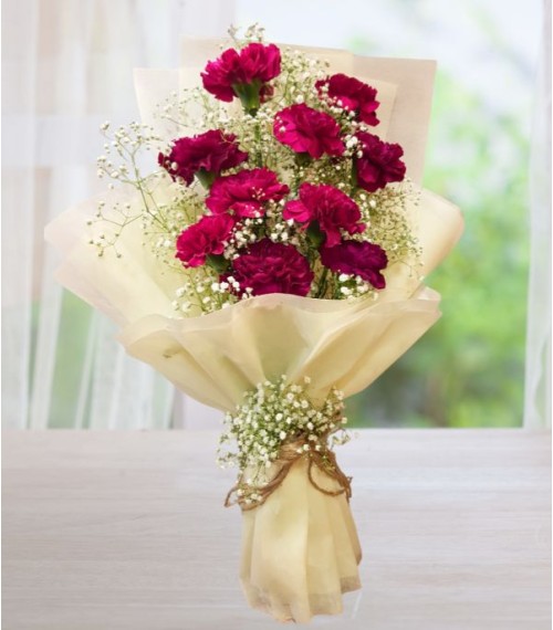 Ten Carnations Flowers Bunch