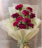 Ten Carnations Flowers Bunch