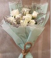 Ten White Roses Bunch
