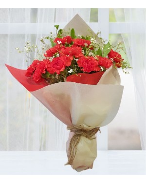 Ten Red Carnations Bunch