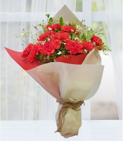 Ten Red Carnations Bunch