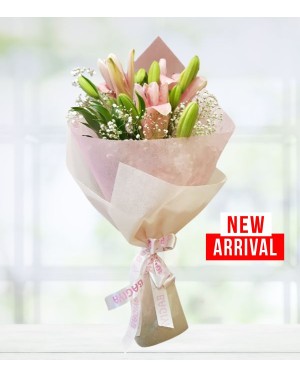 Three Pink Lilies Bunch