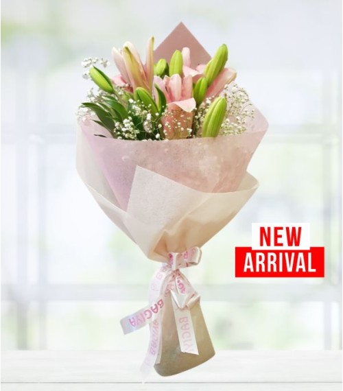 Three Pink Lilies Bunch