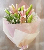 Three Pink Lilies Bunch