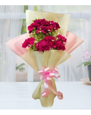 Ten purple Carnations Bunch