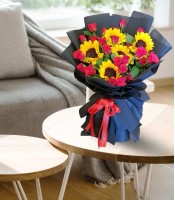 Bright Sunflowers & Roses Bouquet
