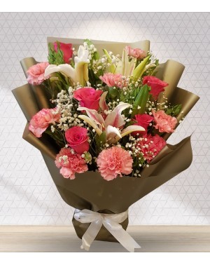 Roses, Lilies and Carnations Bouquet 