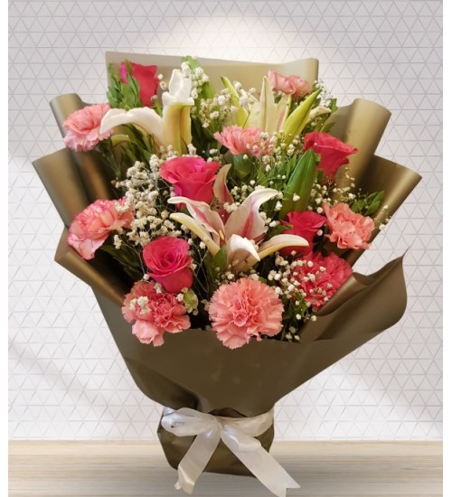 Roses, Lilies and Carnations Bouquet 