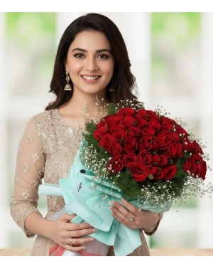 50 Red Roses Exclusive Bunch Packing