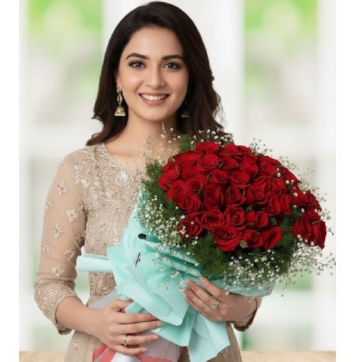 50 Red Roses Exclusive Bunch Packing