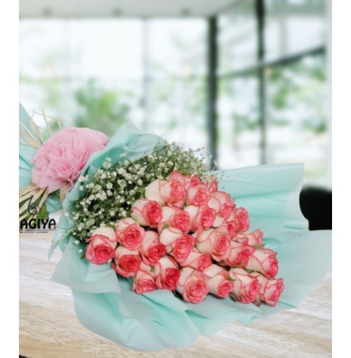 35 Pink Roses Bunch in Alluring Packing