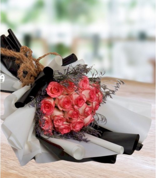 20 Pink Roses Bunch Film Pack