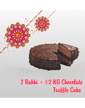 2 Rakhi and Half Kg Chocolate Truffle Cake