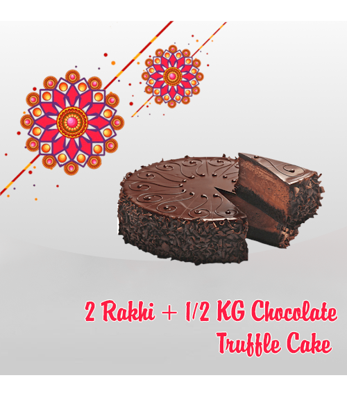 2 Rakhi and Half Kg Chocolate Truffle Cake